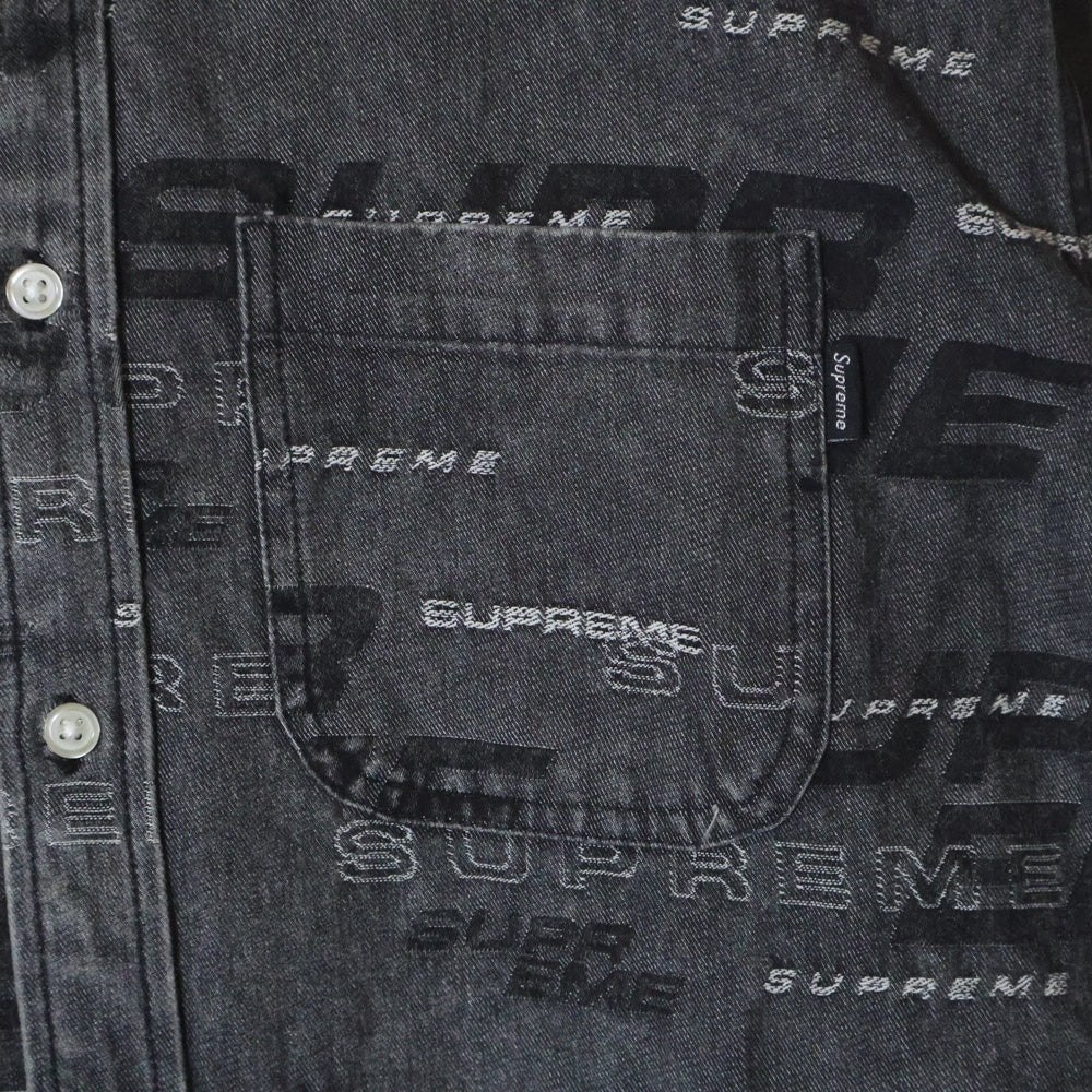 SUPREME(シュプリーム) 19AW Dimensions Logo Denim Shirt ディメンションズ総柄ロゴデザインデニムシャツ ブラック
