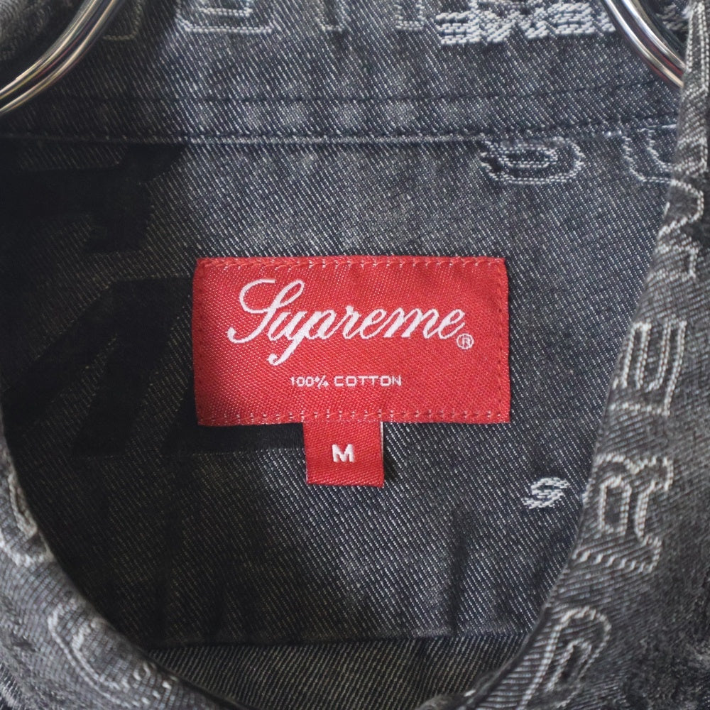 SUPREME(シュプリーム) 19AW Dimensions Logo Denim Shirt ディメンションズ総柄ロゴデザインデニムシャツ ブラック