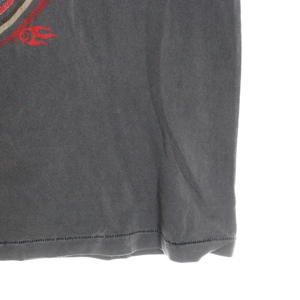 SAINT MICHAEL(セントマイケル) 23SS DEVIL SHORT SLEEVE T-SHIRT ヴィンテージ加工デビルフロントプリントクルーネック半袖Tシャツカットソー グレー SM-S23-0000-002