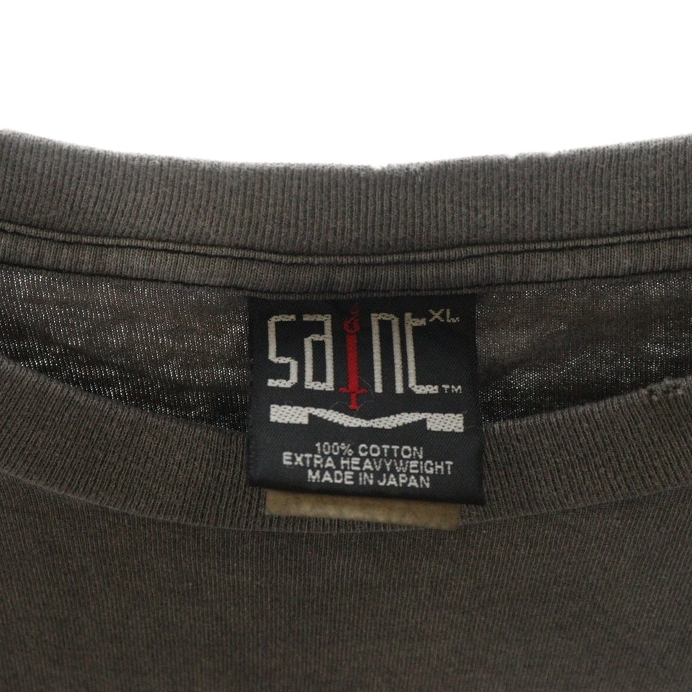 SAINT MICHAEL(セントマイケル) 23SS DEVIL SHORT SLEEVE T-SHIRT ヴィンテージ加工デビルフロントプリントクルーネック半袖Tシャツカットソー グレー SM-S23-0000-002