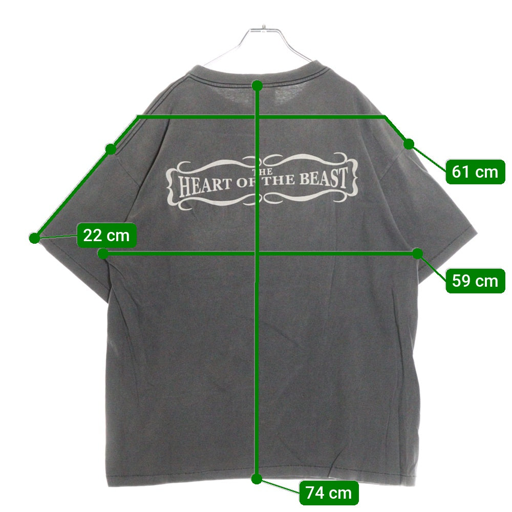 SAINT MICHAEL(セントマイケル) 23SS DEVIL SHORT SLEEVE T-SHIRT ヴィンテージ加工デビルフロントプリントクルーネック半袖Tシャツカットソー グレー SM-S23-0000-002