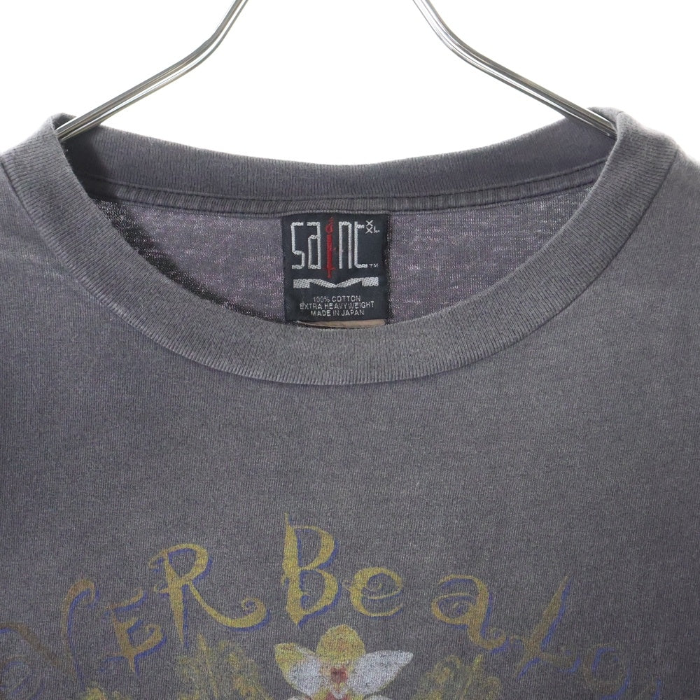 SAINT MICHAEL(セントマイケル) 22SS SS TEE NBA ヴィンテージ加工フロントエンジェルプリントクルーネック半袖Tシャツカットソー グレー SM-S22-0000-010