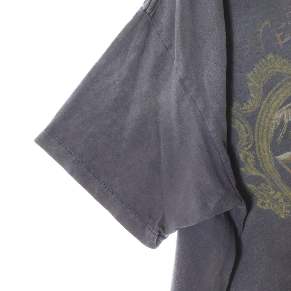 SAINT MICHAEL(セントマイケル) 22SS SS TEE NBA ヴィンテージ加工フロントエンジェルプリントクルーネック半袖Tシャツカットソー グレー SM-S22-0000-010