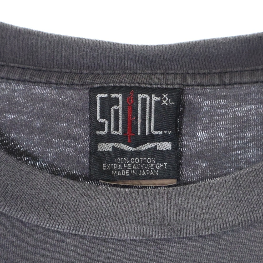SAINT MICHAEL(セントマイケル) 22SS SS TEE NBA ヴィンテージ加工フロントエンジェルプリントクルーネック半袖Tシャツカットソー グレー SM-S22-0000-010