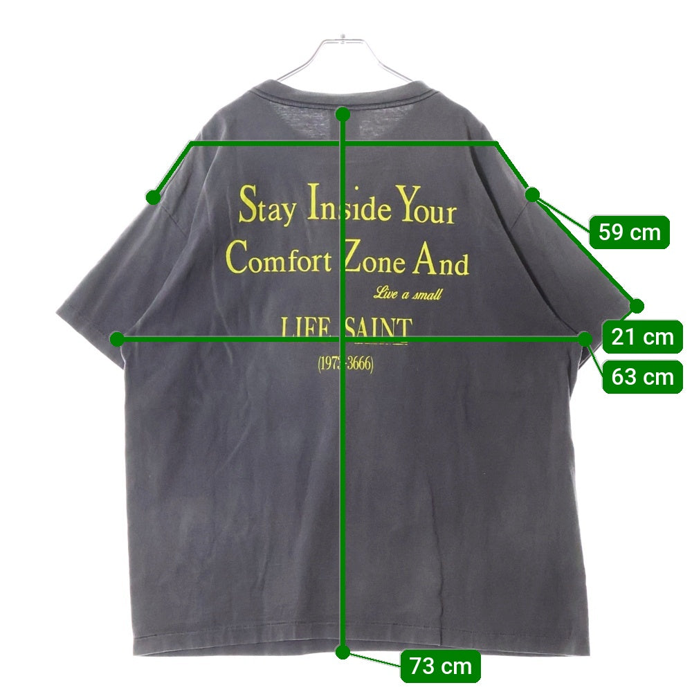 SAINT MICHAEL(セントマイケル) 22SS SS TEE NBA ヴィンテージ加工フロントエンジェルプリントクルーネック半袖Tシャツカットソー グレー SM-S22-0000-010