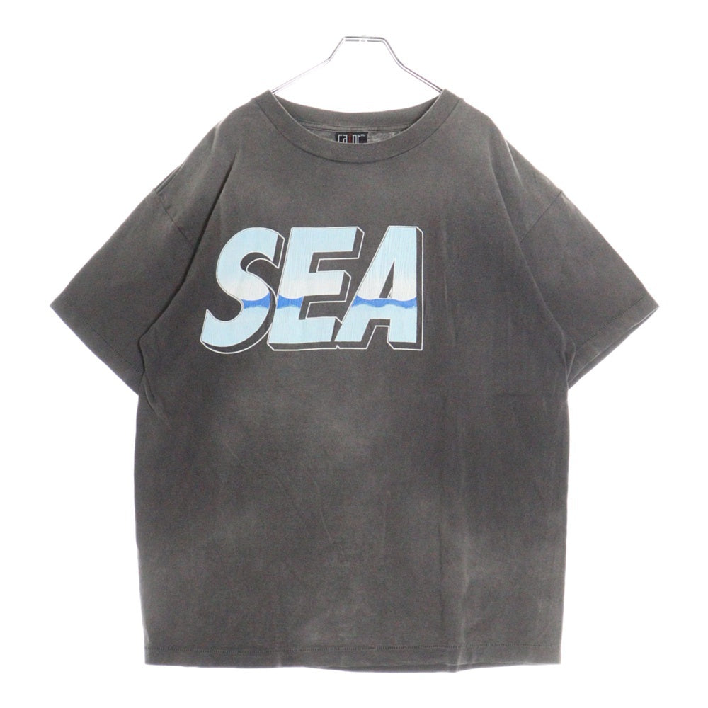 SAINT MICHAEL(セントマイケル) 21AW ×WIND AND SEA ウィンダンシー ヴィンテージ加工グラフィックプリントクルーネック半袖Tシャツカットソー グレー SM-A21-0000-062