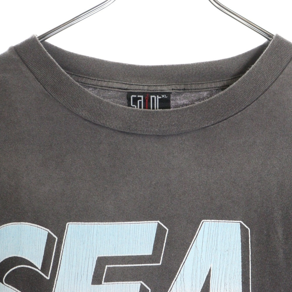 SAINT MICHAEL(セントマイケル) 21AW ×WIND AND SEA ウィンダンシー ヴィンテージ加工グラフィックプリントクルーネック半袖Tシャツカットソー グレー SM-A21-0000-062