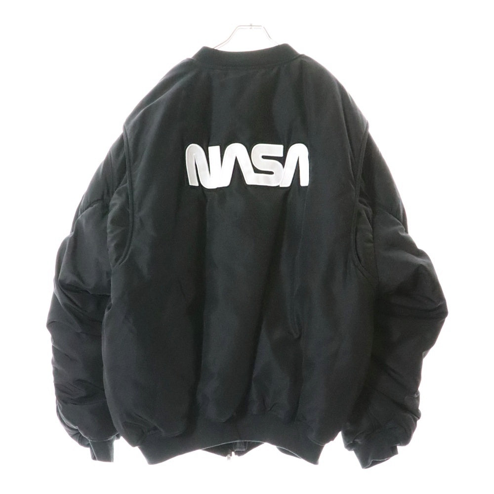 BALENCIAGA(バレンシアガ) 21AW ×NASA Space Bomber Jacket ナサロゴワッペンスペースボンバーMA-1ジャケット ブラック 663083 TYD31