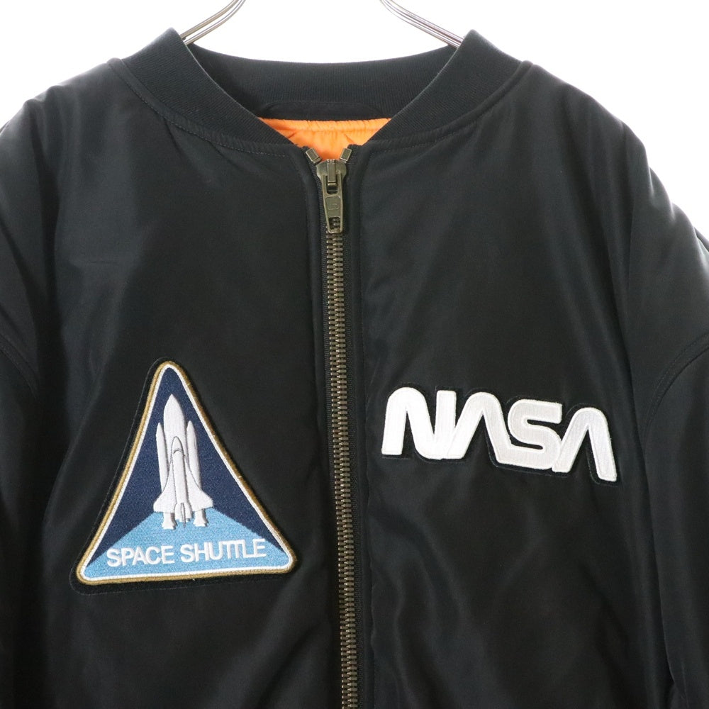 BALENCIAGA(バレンシアガ) 21AW ×NASA Space Bomber Jacket ナサロゴワッペンスペースボンバーMA-1ジャケット ブラック 663083 TYD31