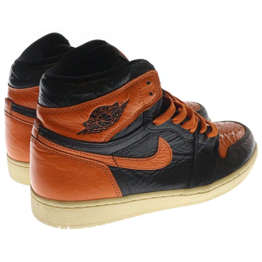 NIKE(ナイキ) Air Jordan 1 High Shattered Backboard 3.0 エアジョーダン1 シャッタード バックボード3.0 ハイカットスニーカー ブラック/オレンジ US9.5/27.5cm 555088-028
