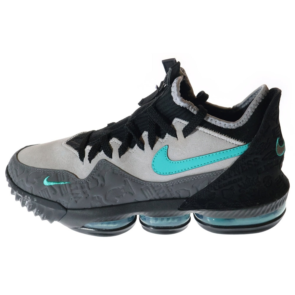 NIKE(ナイキ) ×ATMOS LEBRON 16 LOW EP CLEAR JADE アトモス レブロン16 EP クリアジェイド ローカットスニーカー グレー/ライトブルー US9.5/27.5cm CI3358-003