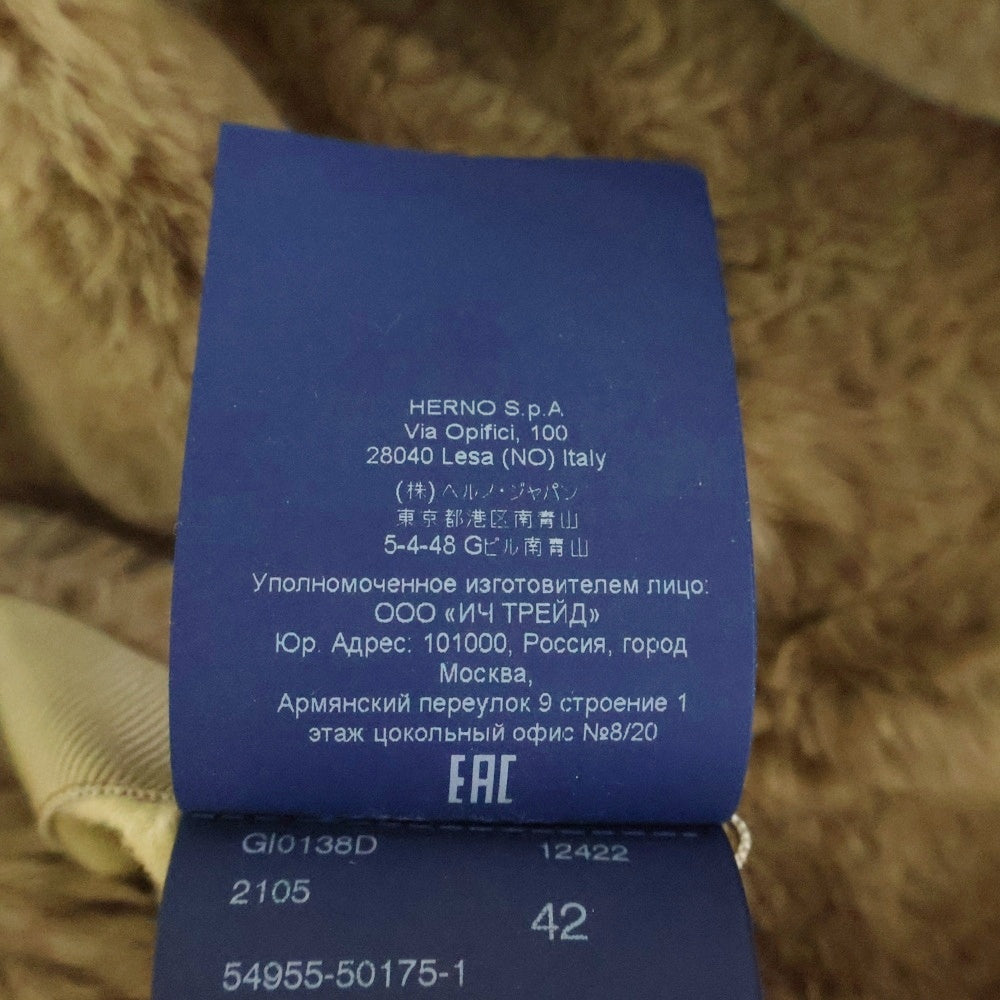 HERNO(ヘルノ) フード付き ジップアップ ファージャケット レディース GI0138D-12422-2105 ベージュ