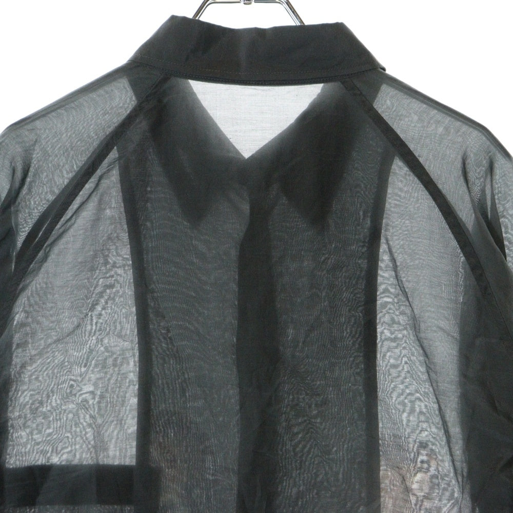 Yohji Yamamoto POUR HOMME(ヨウジヤマモト プールオム) 24S ウーマンウェアリングソックス プリントコットンシルク長袖シャツブラウス ブルー HS-B22-043