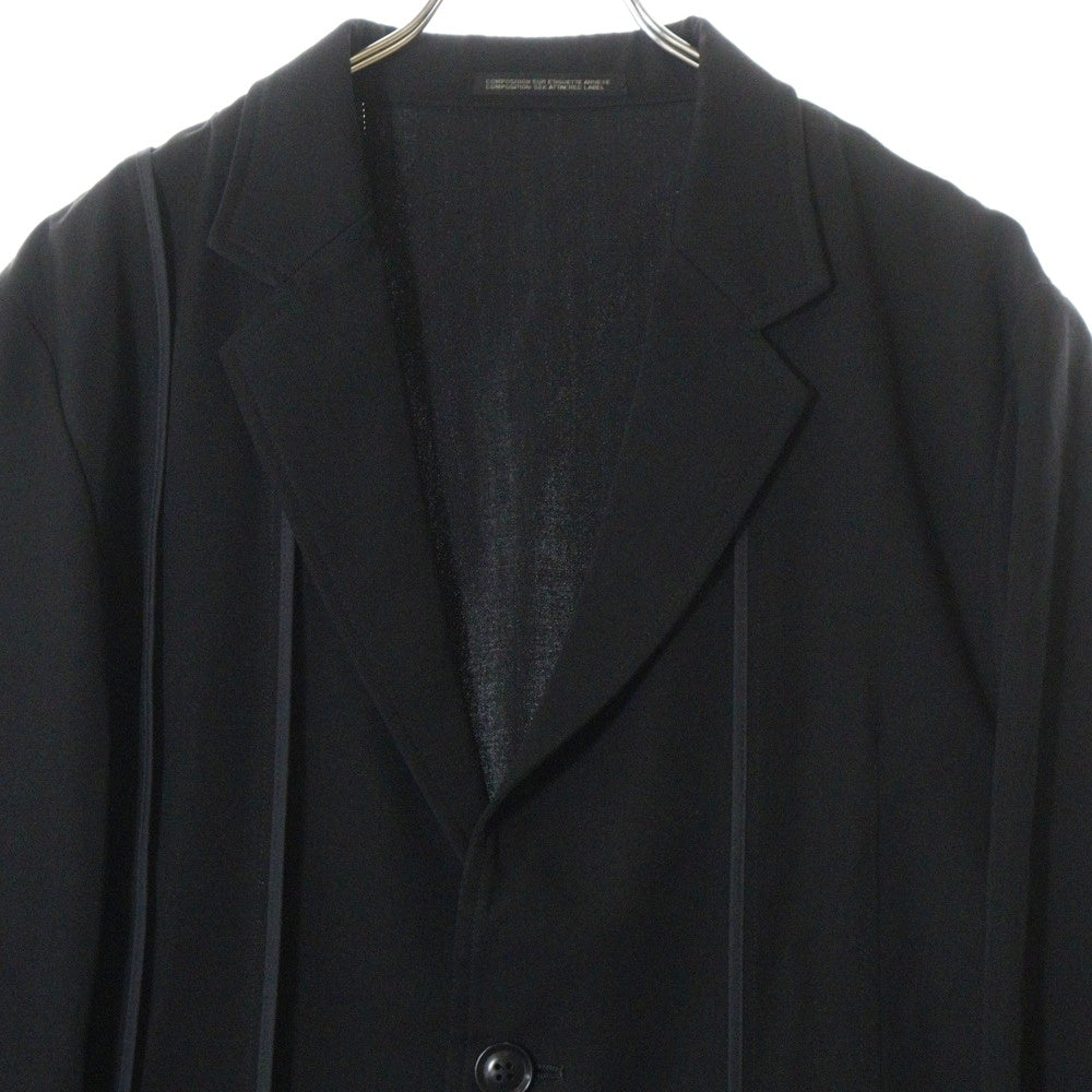 Yohji Yamamoto POUR HOMME(ヨウジヤマモト プールオム) 16SS シワギャバ前ホック縦ラインデザインウールテーラードジャケット ブラック H0-J12-100