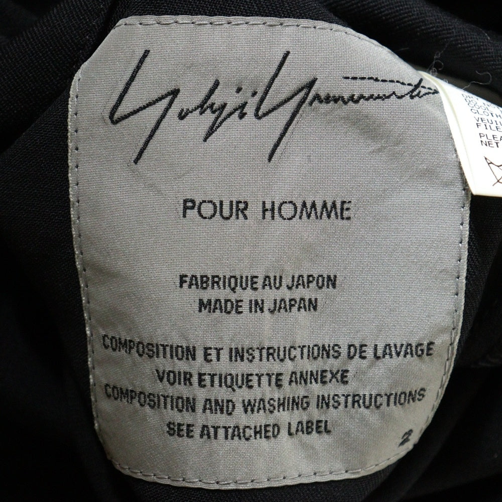 Yohji Yamamoto POUR HOMME(ヨウジヤマモト プールオム) 16SS シワギャバ前ホック縦ラインデザインウールテーラードジャケット ブラック H0-J12-100