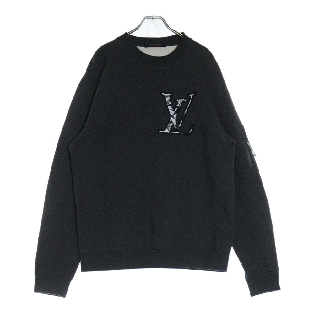 LOUIS VUITTON(ルイヴィトン) フロントLVロゴ クルーネック長袖スウェットトレーナー グレー RM241M UYR HQY13W