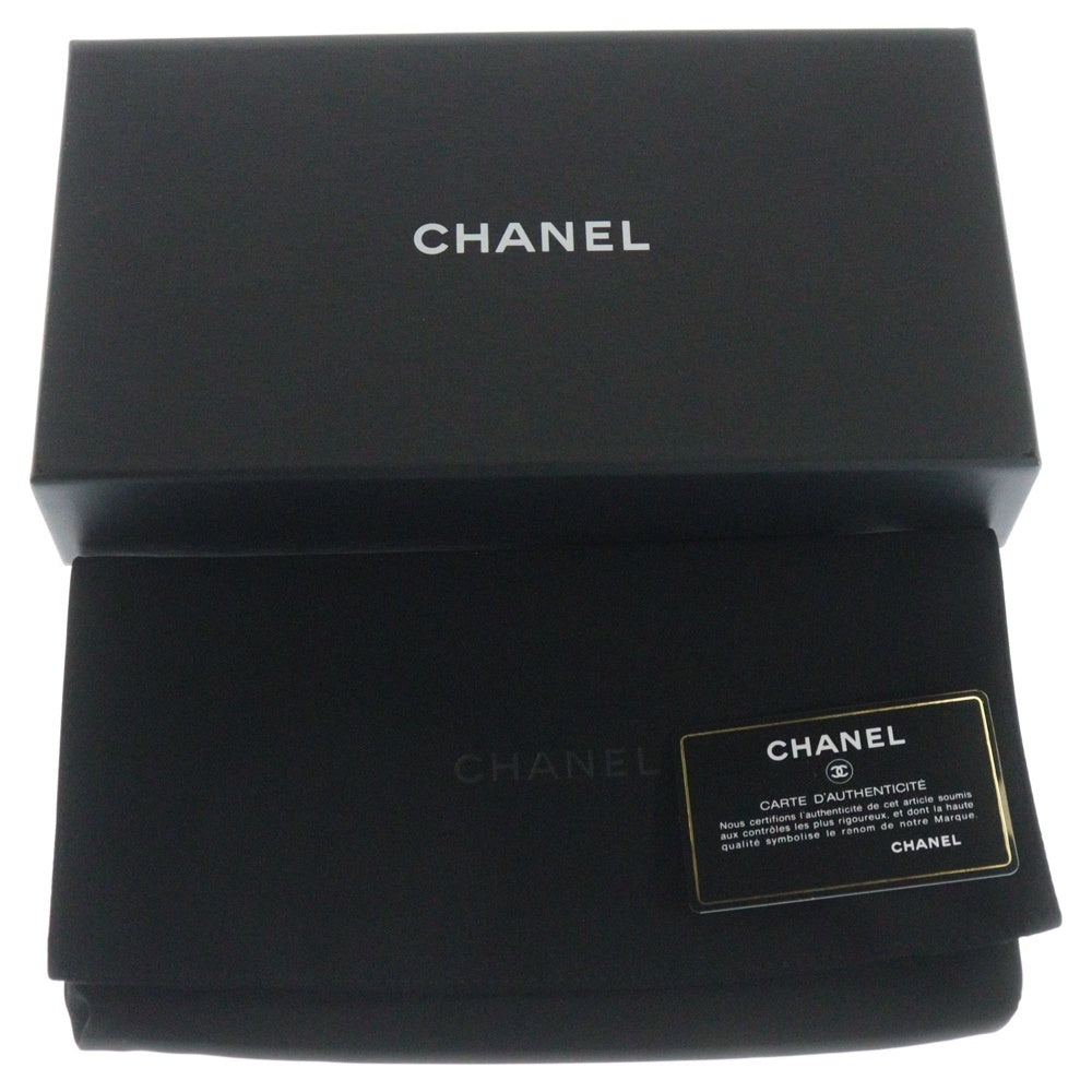 CHANEL(シャネル) マトラッセ ココマーク キャビアスキン フラップロングウォレット ライトブルー レディース