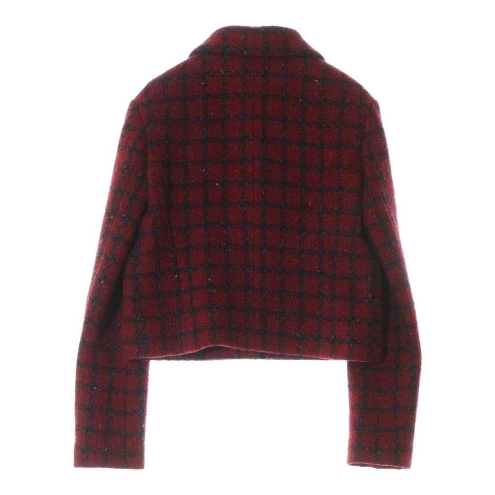 CHANEL(シャネル) 22AW ココボタン チェック柄 ツイードジャケット レディース レッド P73675V65157