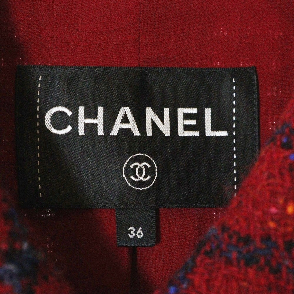 CHANEL(シャネル) 22AW ココボタン チェック柄 ツイードジャケット レディース レッド P73675V65157