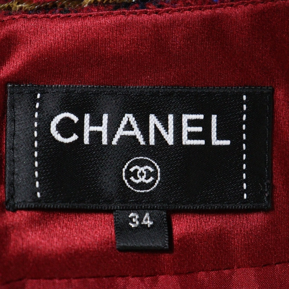 CHANEL(シャネル) 22AW ココチャーム チェック柄 ツイードスカート レディース レッド P73676V65157