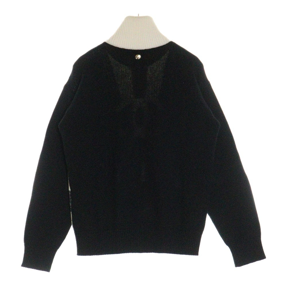 CHANEL(シャネル) ココマーク 総柄カシミヤハーフジップ長袖ニットシャツ レディース アイボリー/ブラック P73216K10523