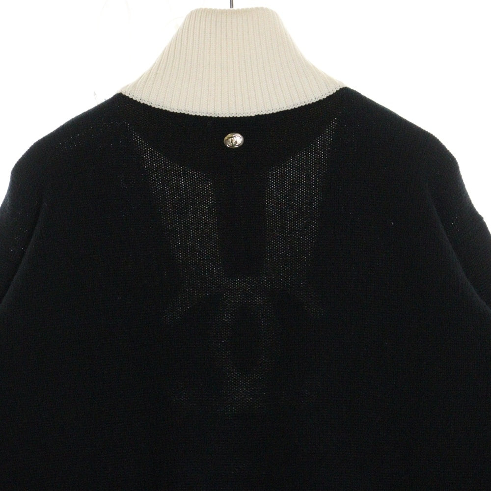 CHANEL(シャネル) ココマーク 総柄カシミヤハーフジップ長袖ニットシャツ レディース アイボリー/ブラック P73216K10523