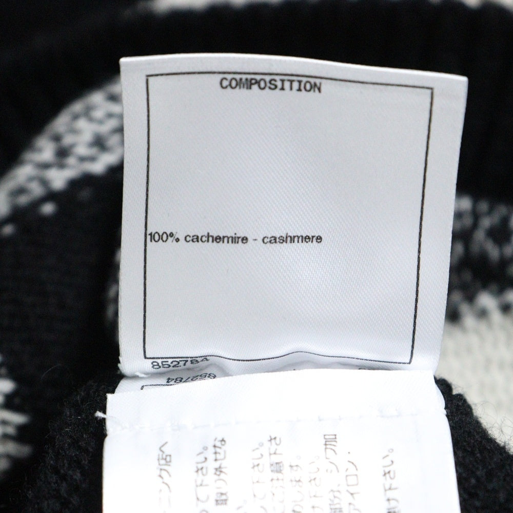 CHANEL(シャネル) ココマーク 総柄カシミヤハーフジップ長袖ニットシャツ レディース アイボリー/ブラック P73216K10523