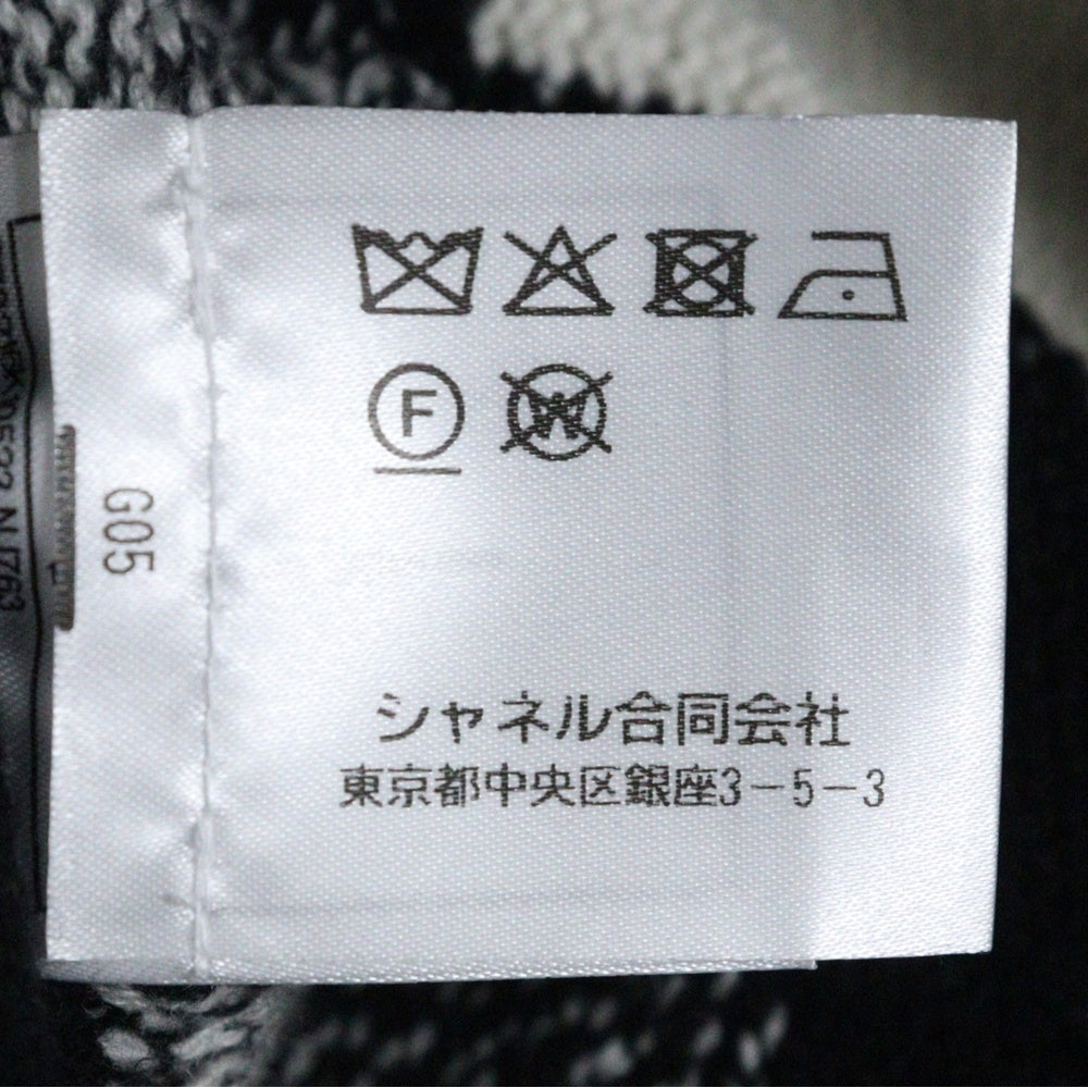 CHANEL(シャネル) ココマーク 総柄カシミヤハーフジップ長袖ニットシャツ レディース アイボリー/ブラック P73216K10523