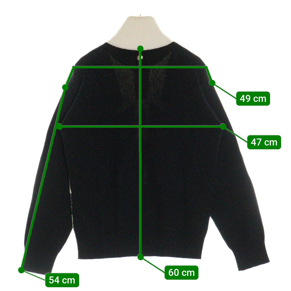 CHANEL(シャネル) ココマーク 総柄カシミヤハーフジップ長袖ニットシャツ レディース アイボリー/ブラック P73216K10523