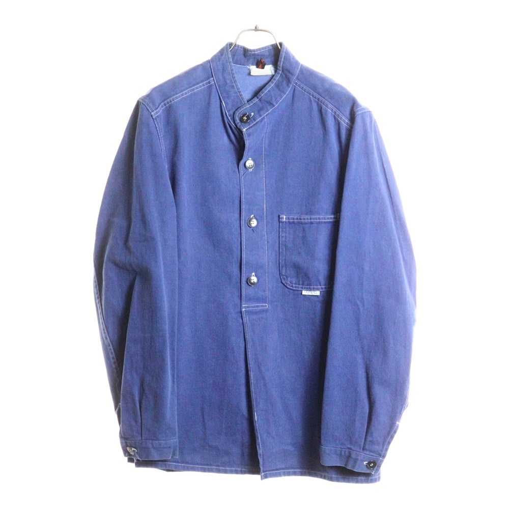 NO BRAND(ノーブランド) KEMPEL ×BALANCE+HARMONY ノーカラーワークシャツ ブルー