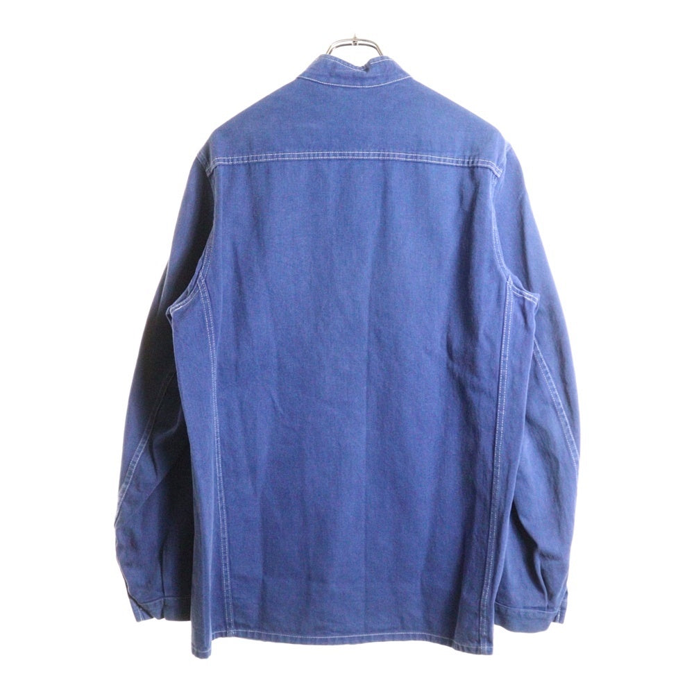 NO BRAND(ノーブランド) KEMPEL ×BALANCE+HARMONY ノーカラーワークシャツ ブルー