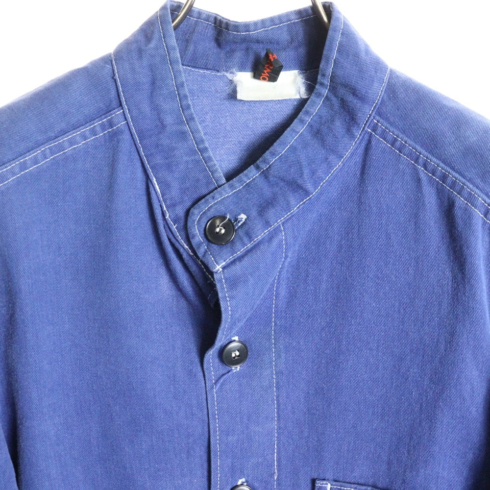 NO BRAND(ノーブランド) KEMPEL ×BALANCE+HARMONY ノーカラーワークシャツ ブルー