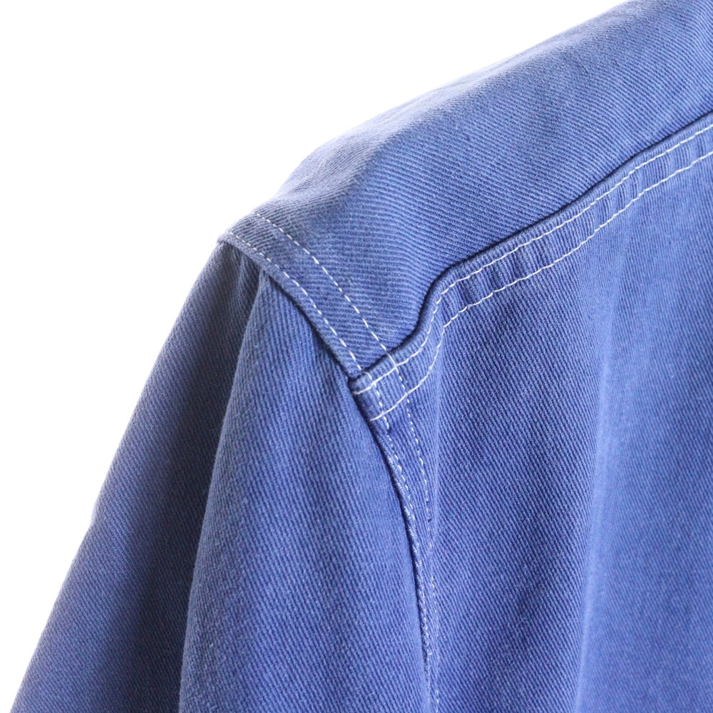 NO BRAND(ノーブランド) KEMPEL ×BALANCE+HARMONY ノーカラーワークシャツ ブルー