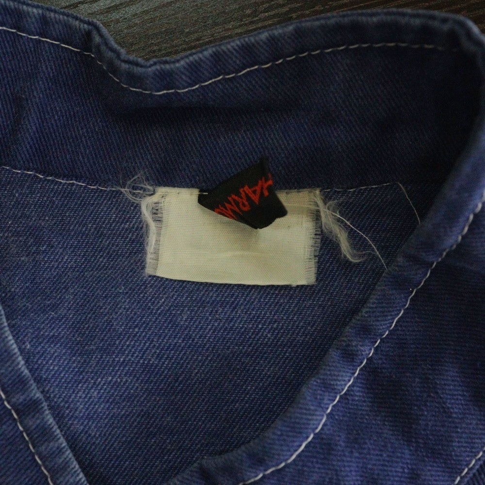 NO BRAND(ノーブランド) KEMPEL ×BALANCE+HARMONY ノーカラーワークシャツ ブルー