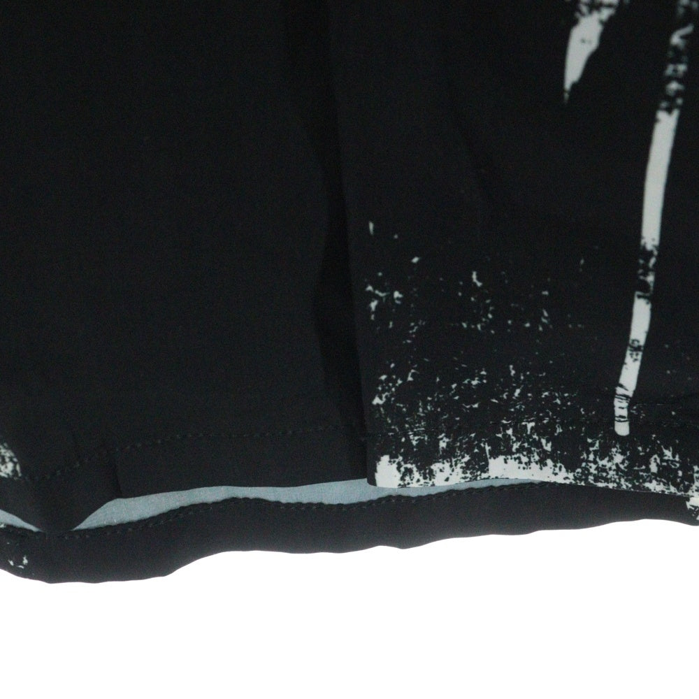 NO BRAND(ノーブランド) jeans factory clothes 総柄ポリエステルアロハ半袖シャツ ブラック