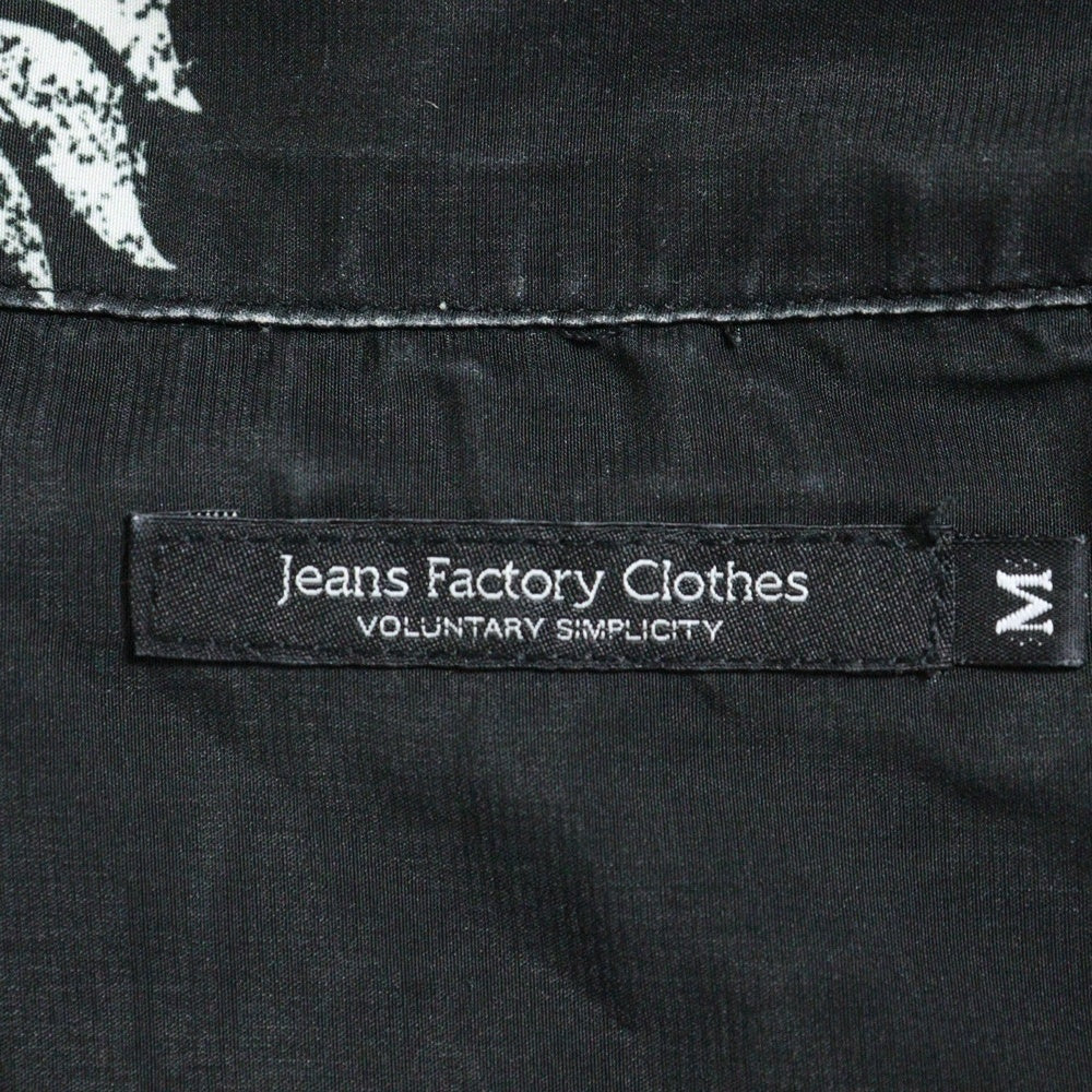 NO BRAND(ノーブランド) jeans factory clothes 総柄ポリエステルアロハ半袖シャツ ブラック