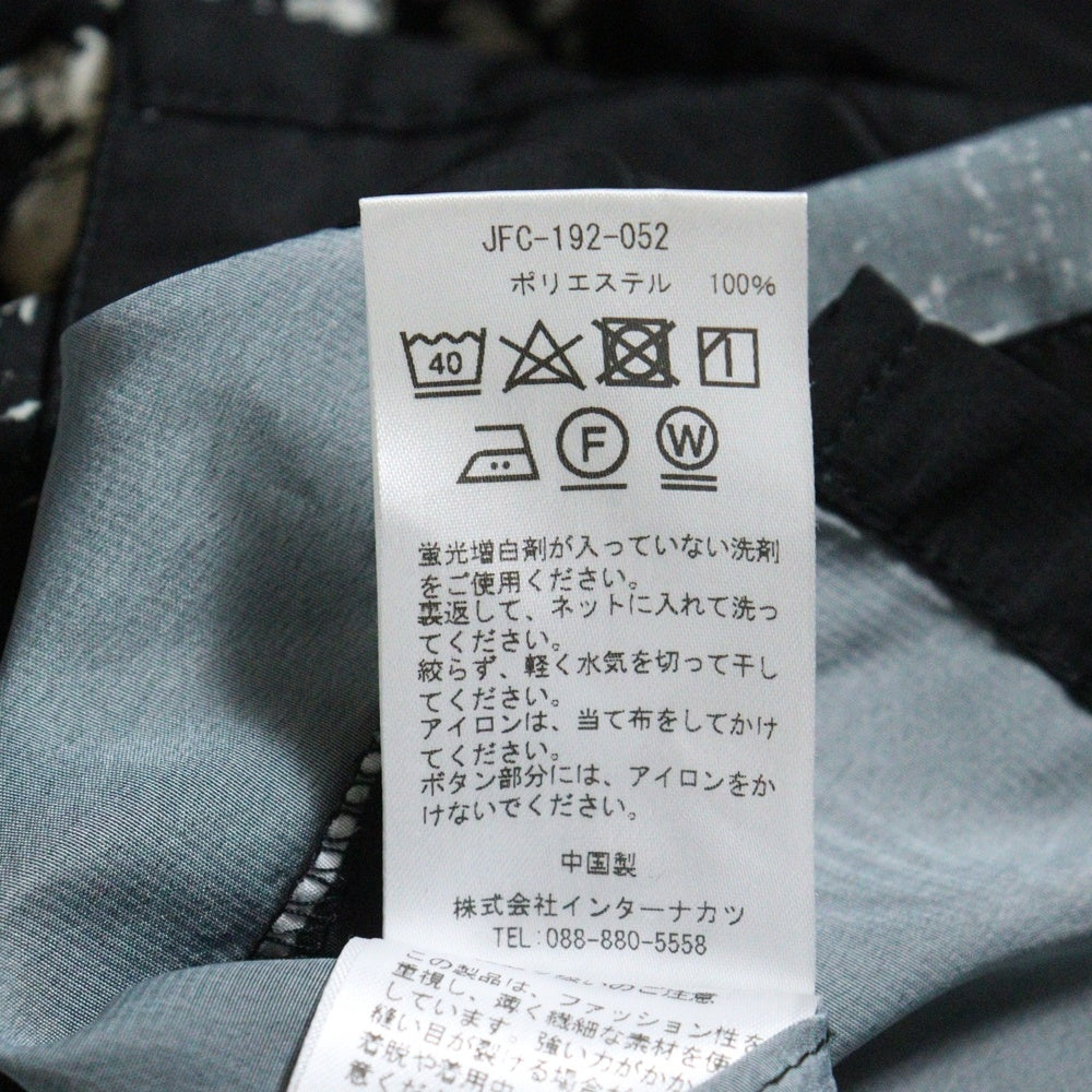 NO BRAND(ノーブランド) jeans factory clothes 総柄ポリエステルアロハ半袖シャツ ブラック