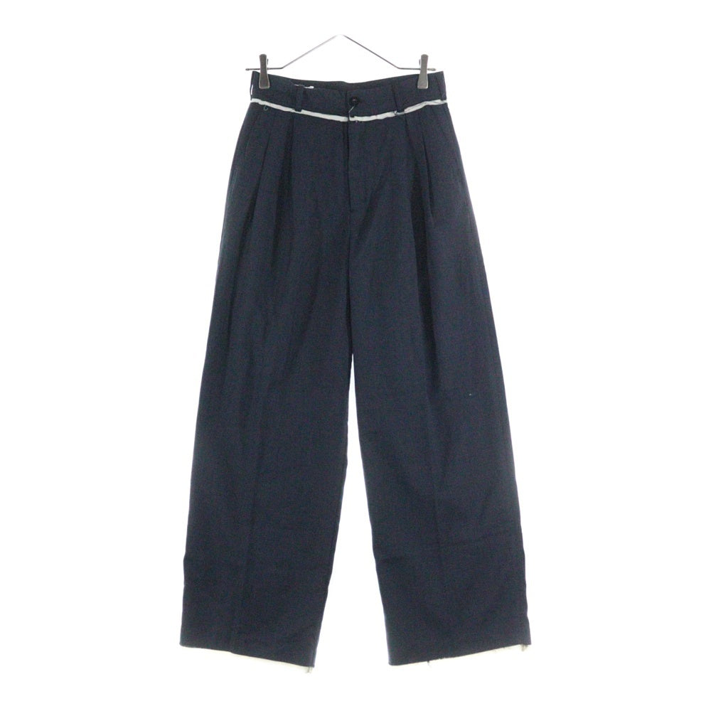 NO BRAND(ノーブランド) knuth marf カットオフデザインワイドウールスラックスパンツ レディース ネイビー KM24SA06
