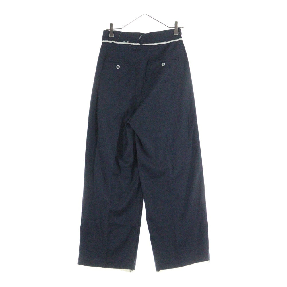 NO BRAND(ノーブランド) knuth marf カットオフデザインワイドウールスラックスパンツ レディース ネイビー KM24SA06