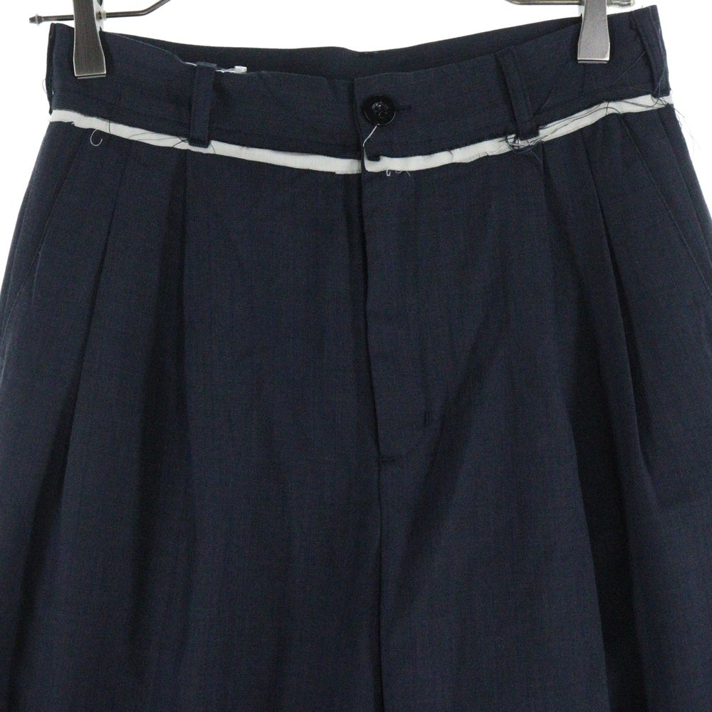 NO BRAND(ノーブランド) knuth marf カットオフデザインワイドウールスラックスパンツ レディース ネイビー KM24SA06