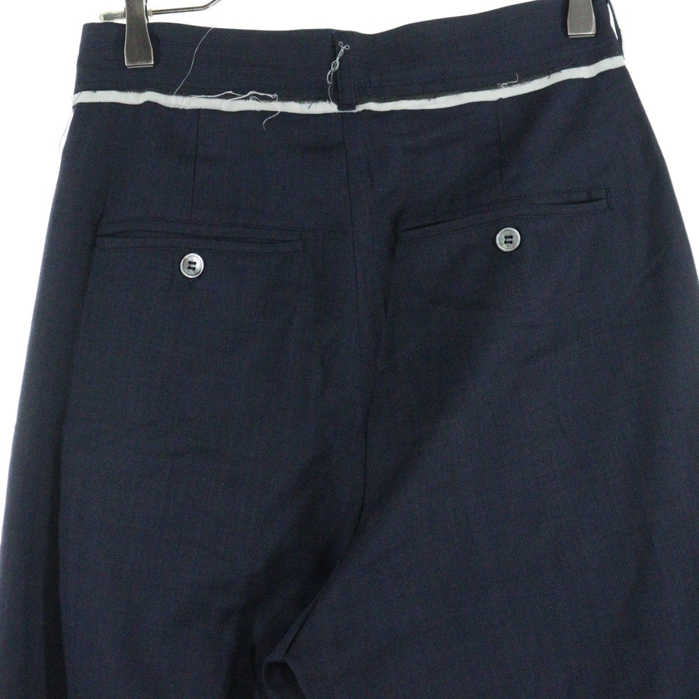 NO BRAND(ノーブランド) knuth marf カットオフデザインワイドウールスラックスパンツ レディース ネイビー KM24SA06