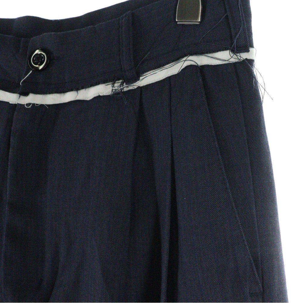 NO BRAND(ノーブランド) knuth marf カットオフデザインワイドウールスラックスパンツ レディース ネイビー KM24SA06