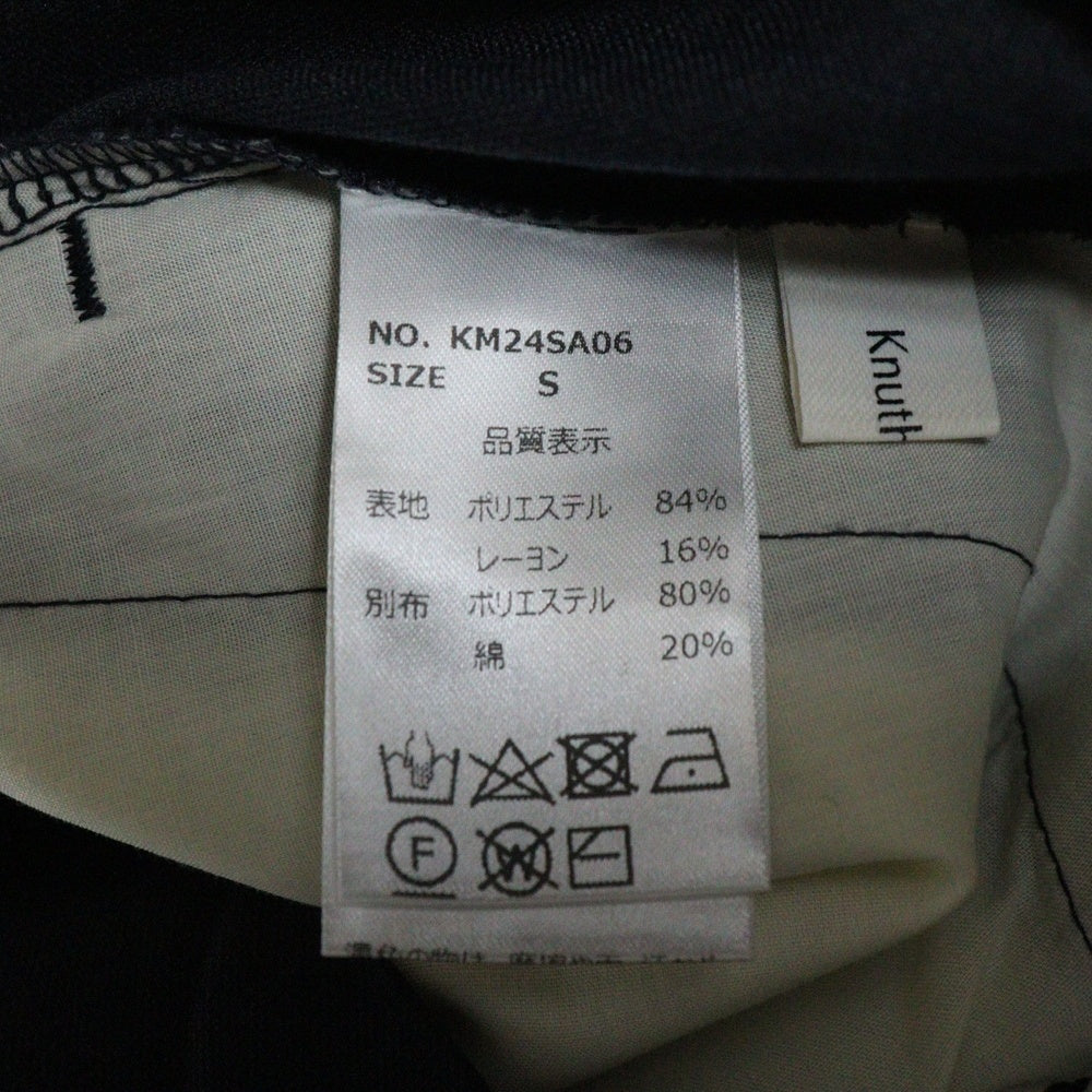 NO BRAND(ノーブランド) knuth marf カットオフデザインワイドウールスラックスパンツ レディース ネイビー KM24SA06