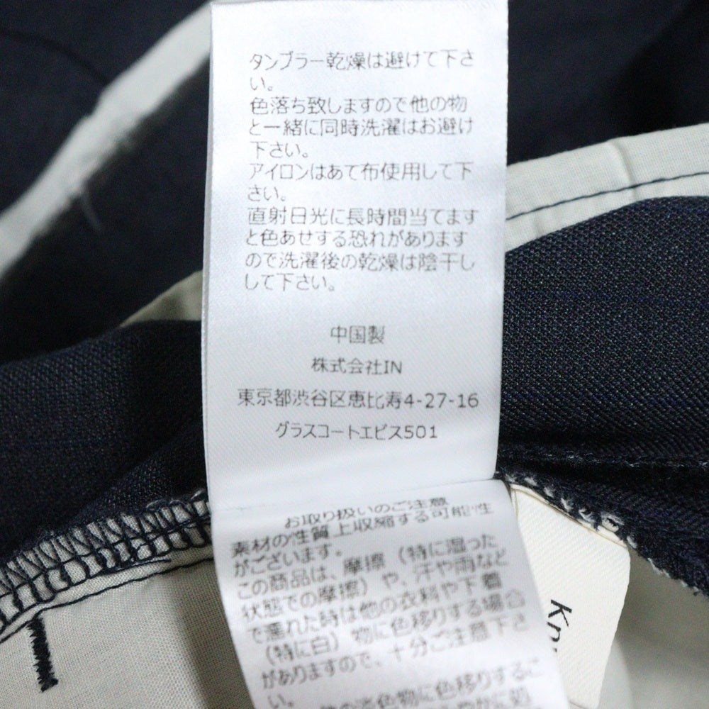 NO BRAND(ノーブランド) knuth marf カットオフデザインワイドウールスラックスパンツ レディース ネイビー KM24SA06