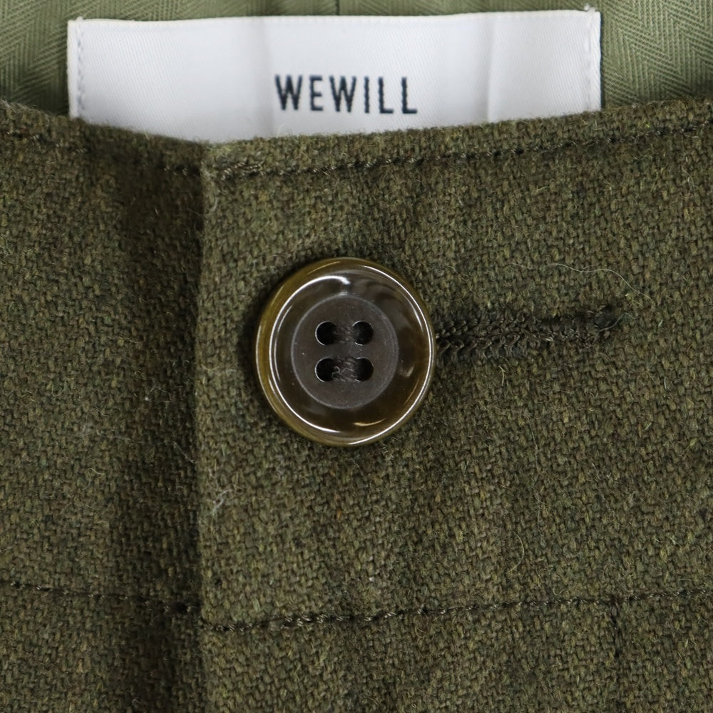WEWILL(ウィーウィル) ワイドウールスラックスパンツ カーキ W-009-6010