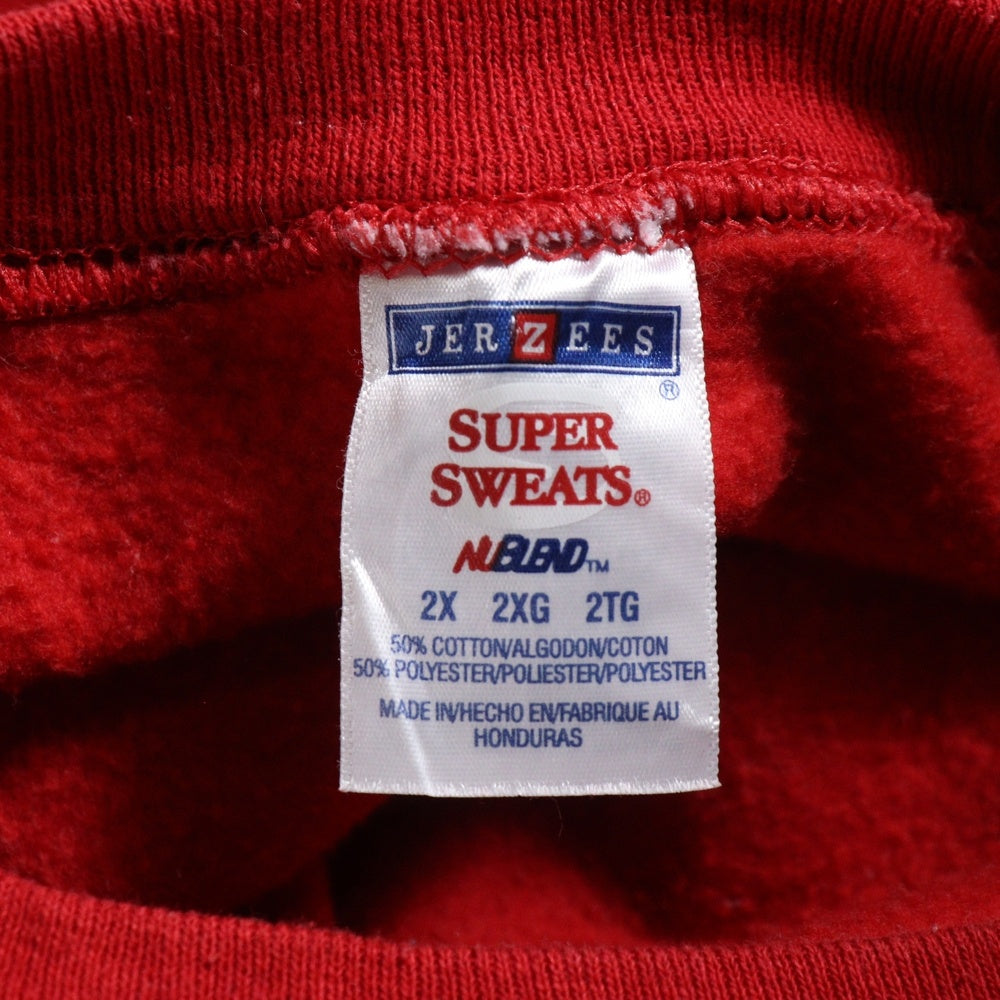 NO BRAND(ノーブランド) JERZEES 00s フロントプリントクルーネックスウェットトレーナー レッド