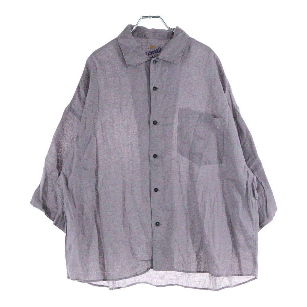 NO BRAND(ノーブランド) STANDARD WEAR リネン半袖シャツ パープル