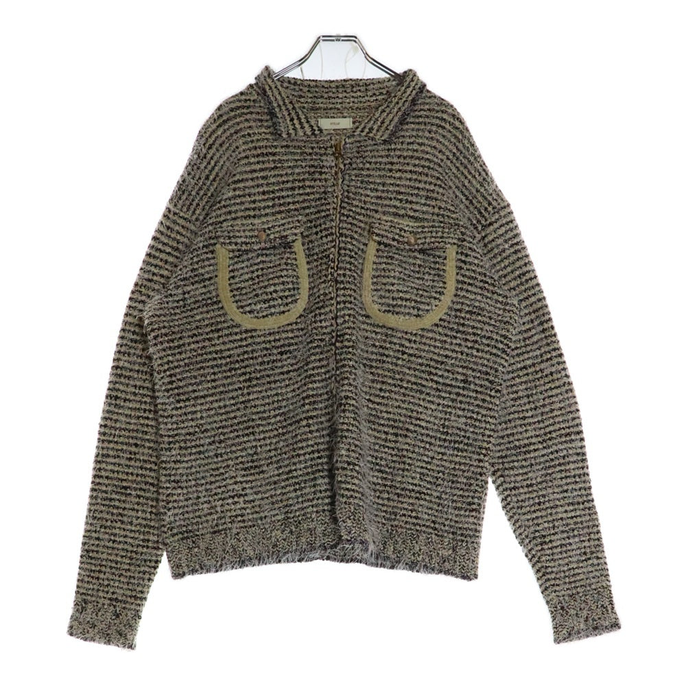 NO BRAND(ノーブランド) STEAF. 24AW PELT KNIT SHIRTS ペルトニットジップアップシャツ マルチカラー S24AW-K03