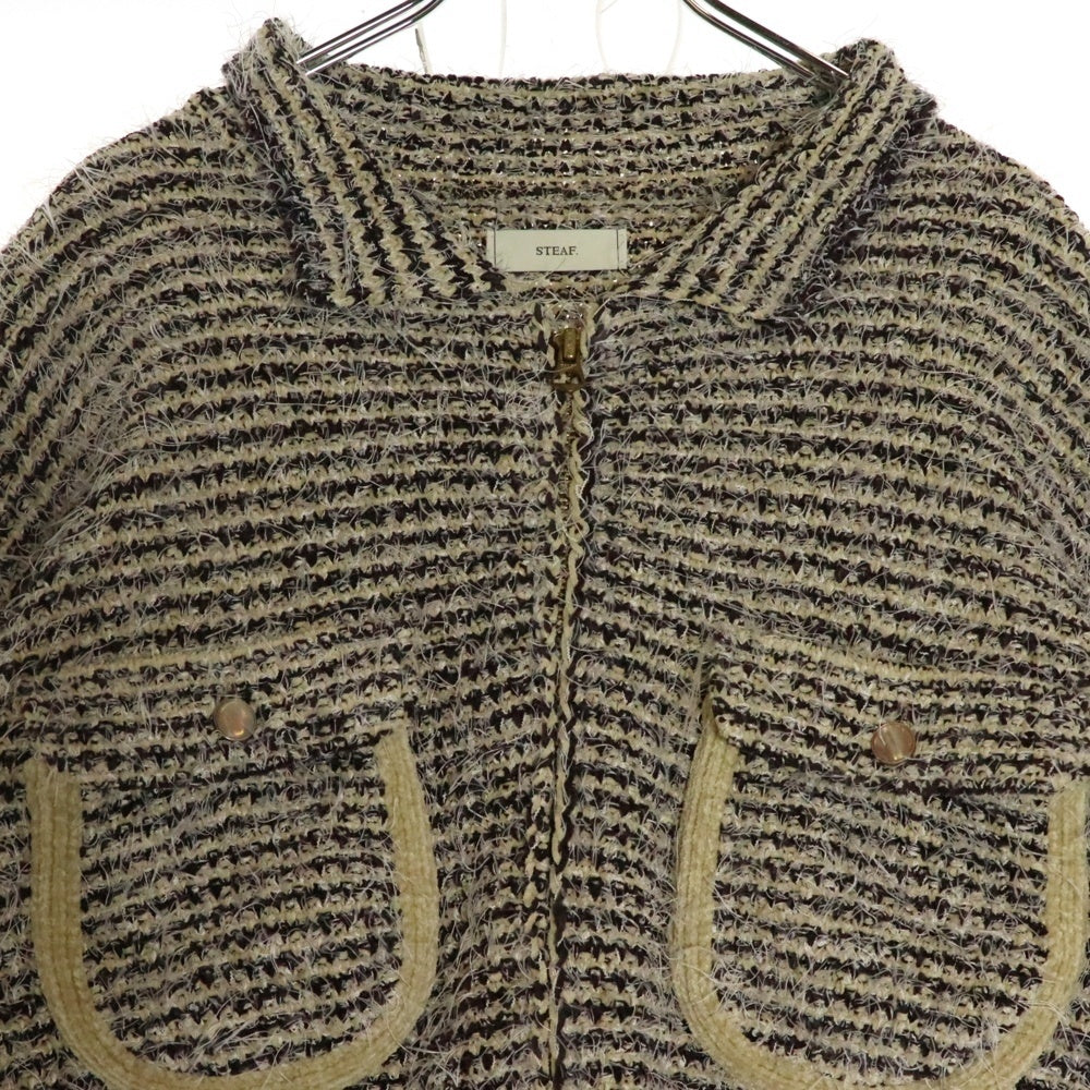 NO BRAND(ノーブランド) STEAF. 24AW PELT KNIT SHIRTS ペルトニットジップアップシャツ マルチカラー S24AW-K03
