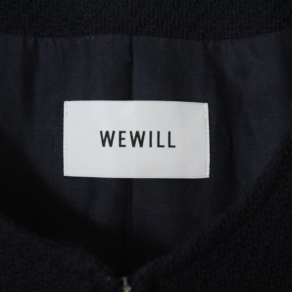 WEWILL(ウィーウィル) ウール ノーカラー ジャケット ネイビー W-009-2005